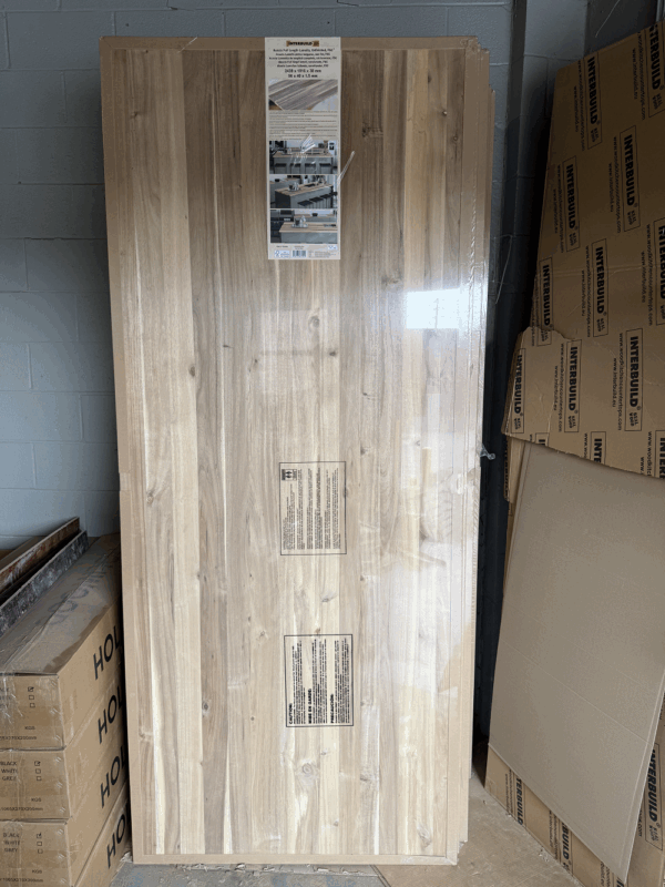 96 x 40 x 1.5 Unfinished Acacia Wood Countertop – Wide Plank (Edge-Glued)
